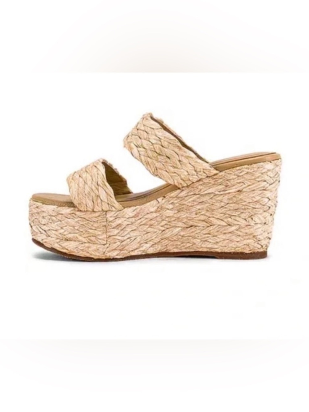 Kaanas Wedge Sandals Raffia Platform Natural Braided Size 8